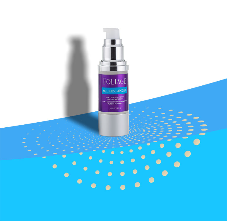 ageless angel bottle on a block